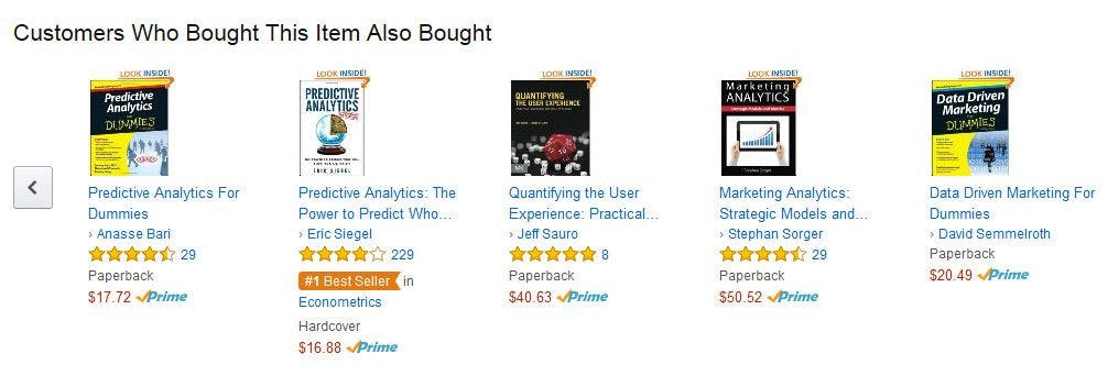 An example of a recommender system from Amazon.