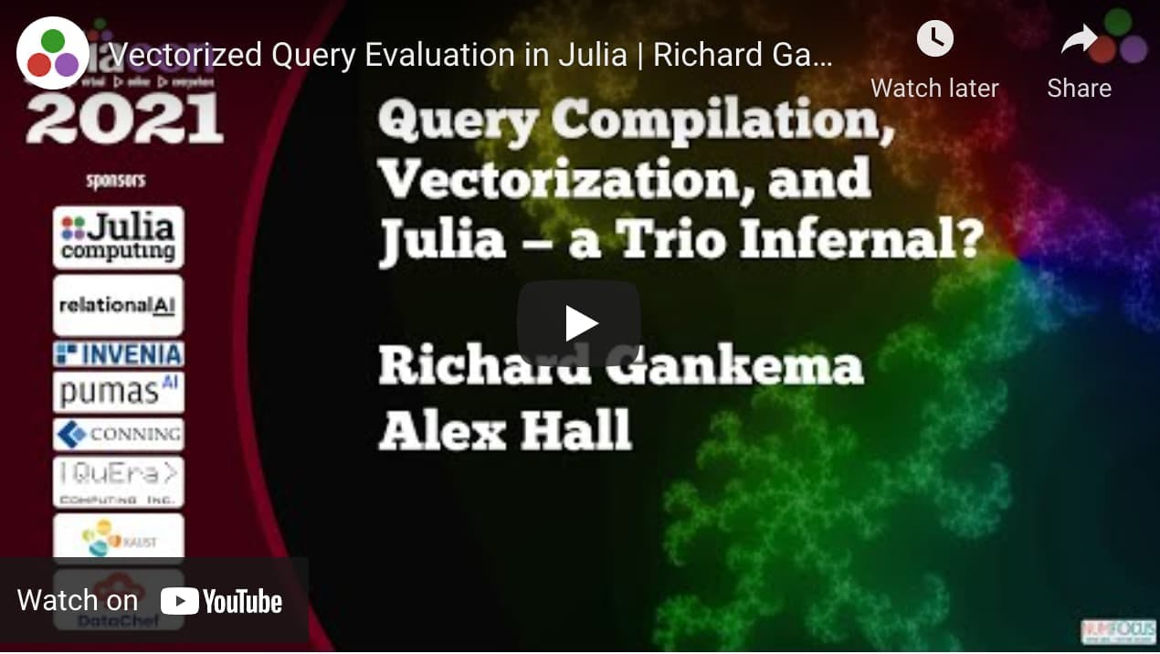 Vectorized Query Evaluation in Julia