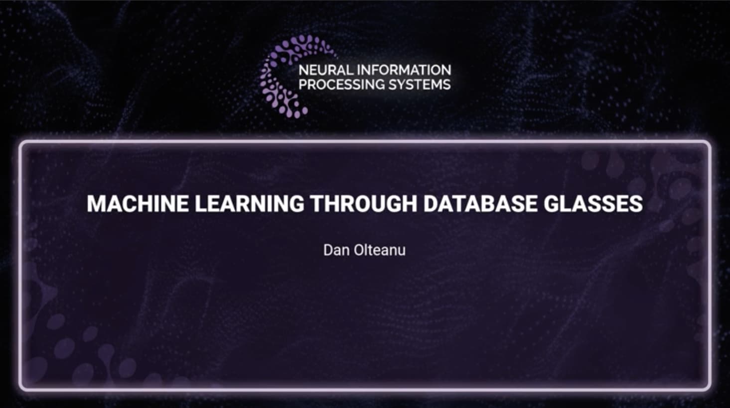 Machine Learning through Database Glasses, NeurIPS 2021 image